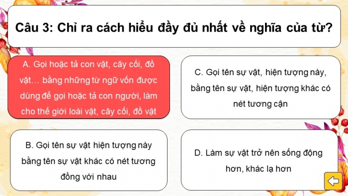 Trò chơi khởi động Ngữ văn 6 kết nối Bài 1: Nghĩa của từ ngữ, Biện pháp tu từ, Từ ghép và từ láy