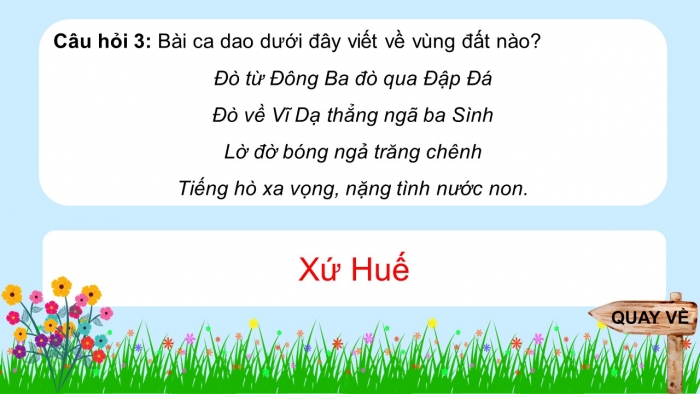 Trò chơi khởi động Ngữ văn 6 kết nối Bài 4: Chùm ca dao về quê hương đất nước