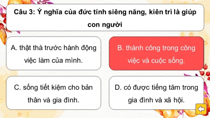 Trò chơi khởi động Công dân 6 kết nối Bài 3: Siêng năng, kiên trì