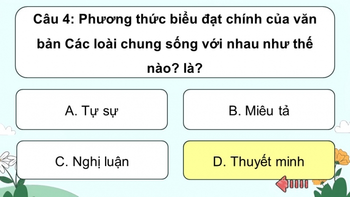 Trò chơi khởi động Ngữ văn 6 kết nối Bài 9: Các loài chung sống với nhau như thế nào?