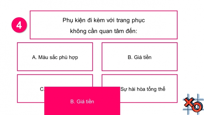 Trò chơi khởi động Công nghệ 6 chân trời Bài 8: Thời trang