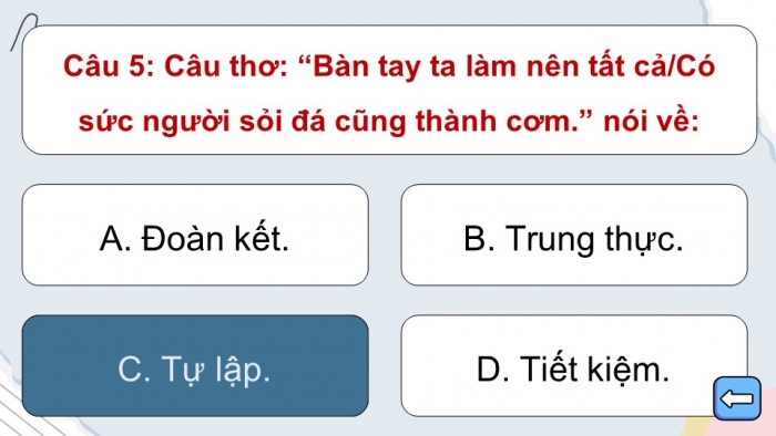 Trò chơi khởi động Công dân 6 kết nối Bài 5: Tự lập
