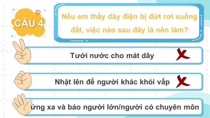 Trò chơi khởi động Công nghệ 6 chân trời Bài 10: An toàn điện trong gia đình