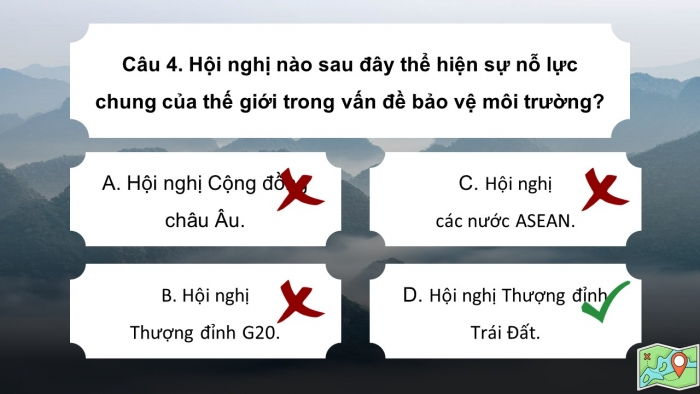 Trò chơi khởi động Địa lí 6 chân trời Bài 23: Con người và thiên nhiên