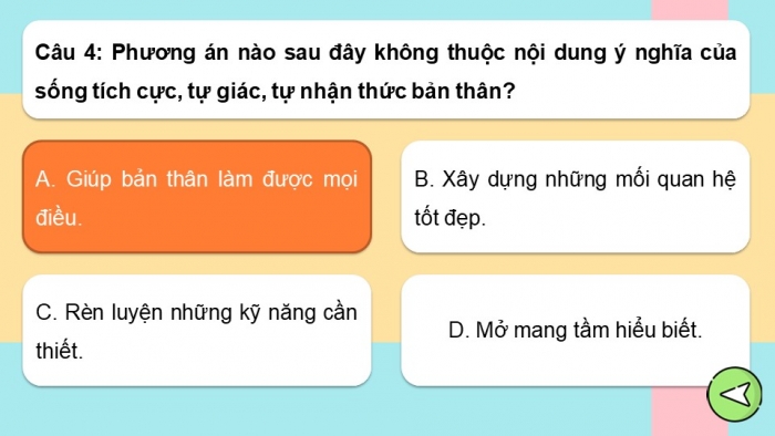 Trò chơi khởi động Công dân 6 chân trời Bài 6: Tự nhận thức bản thân