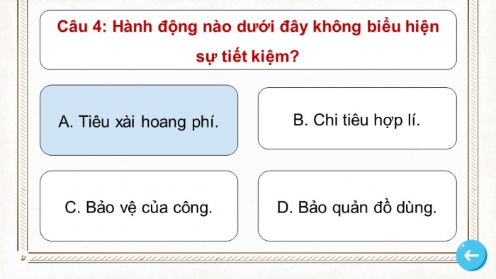 Trò chơi khởi động Công dân 6 kết nối Bài 8: Tiết kiệm
