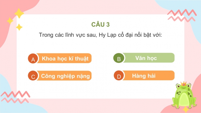 Trò chơi khởi động Lịch sử 6 chân trời Bài 10: Hy Lạp cổ đại
