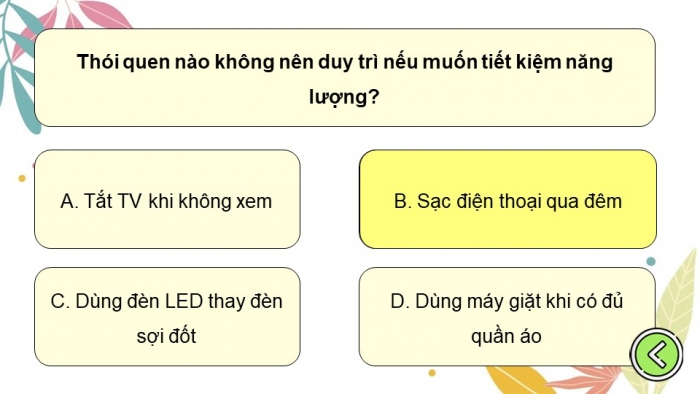 Trò chơi khởi động Công nghệ 6 cánh diều Bài 4: Sử dụng năng lượng trong gia đình