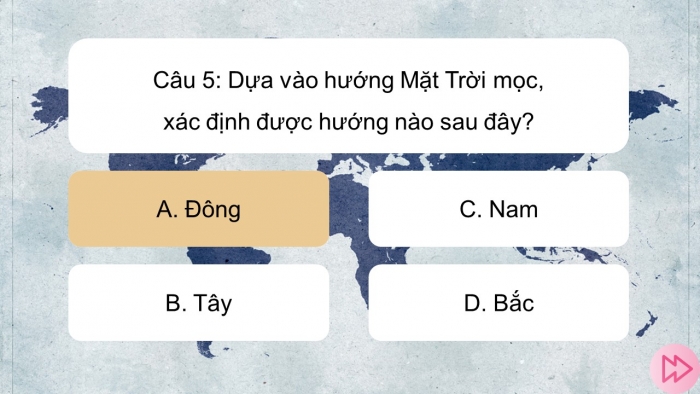 Trò chơi khởi động Địa lí 6 cánh diều Bài 8: Xác định phương hướng ngoài thực địa