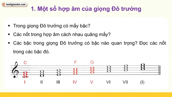 Giáo án điện tử Âm nhạc 9 kết nối Tiết 30: Lí thuyết âm nhạc Một số hợp âm của giọng Đô trưởng và giọng La thứ, Đọc nhạc Bài đọc nhạc số 4