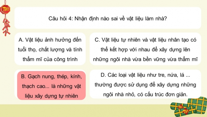 Trò chơi khởi động Công nghệ 6 kết nối Ôn tập Chương I