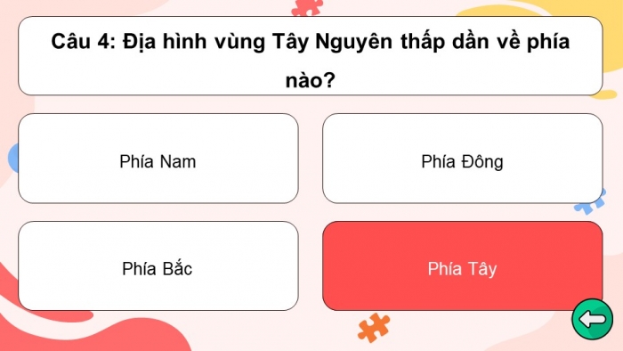 Trò chơi khởi động Lịch sử Địa lí 4 kết nối Bài 20: Thiên nhiên vùng Tây Nguyên