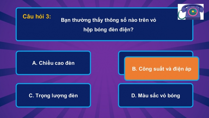 Trò chơi khởi động Công nghệ 6 kết nối Bài 11: Đèn điện