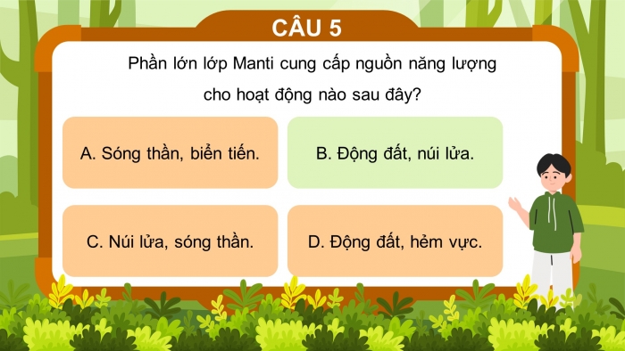 Trò chơi khởi động Địa lí 6 kết nối Bài 12: Núi lửa và động đất