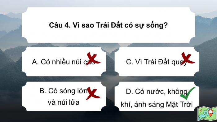 Trò chơi khởi động Địa lí 6 kết nối Bài 23: Sự sống trên Trái Đất
