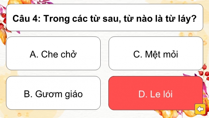 Trò chơi khởi động Ngữ văn 6 kết nối Bài 1: Từ đơn và từ phức, Nghĩa của từ ngữ, Biện pháp tu từ