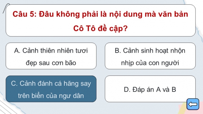 Trò chơi khởi động Ngữ văn 6 kết nối Bài 5: Cô Tô