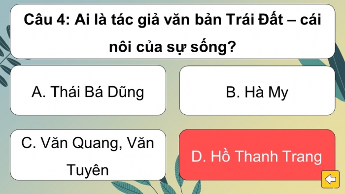 Trò chơi khởi động Ngữ văn 6 kết nối Bài 9: Trái Đất – cái nôi của sự sống