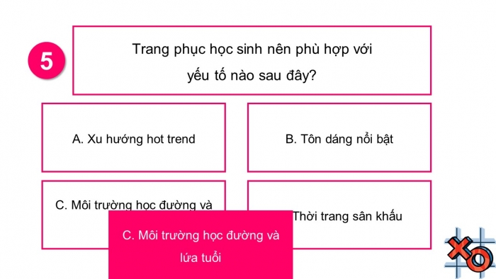 Trò chơi khởi động Công nghệ 6 chân trời Bài 8: Thời trang