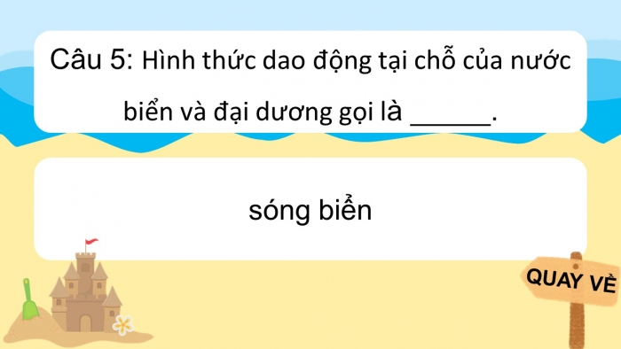 Trò chơi khởi động Địa lí 6 chân trời Bài 18: Biển và đại dương