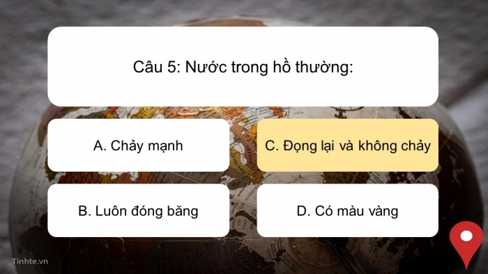 Trò chơi khởi động Địa lí 6 chân trời Bài 17: Sông và hồ