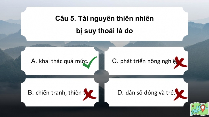 Trò chơi khởi động Địa lí 6 chân trời Bài 23: Con người và thiên nhiên
