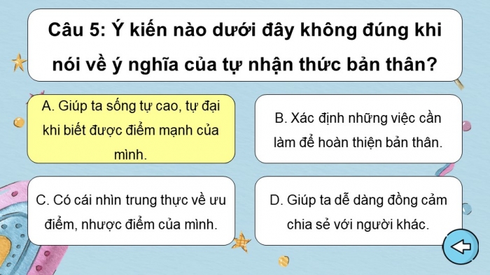 Trò chơi khởi động Công dân 6 kết nối Bài 6: Tự nhận thức bản thân