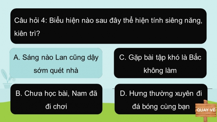 Trò chơi khởi động Công dân 6 chân trời Bài 3: Siêng năng, kiên trì