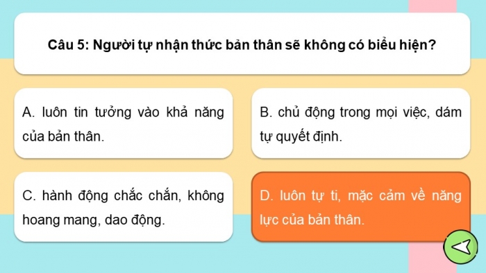 Trò chơi khởi động Công dân 6 chân trời Bài 6: Tự nhận thức bản thân
