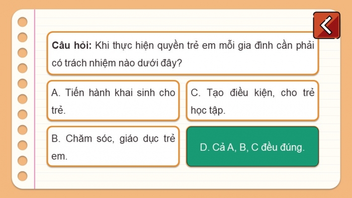 Trò chơi khởi động Công dân 6 chân trời Bài 12: Thực hiện quyền trẻ em