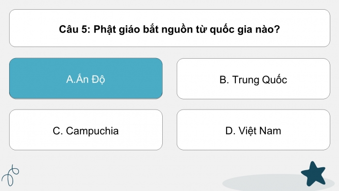 Trò chơi khởi động Lịch sử 6 chân trời Bài 8: Ấn Độ cổ đại