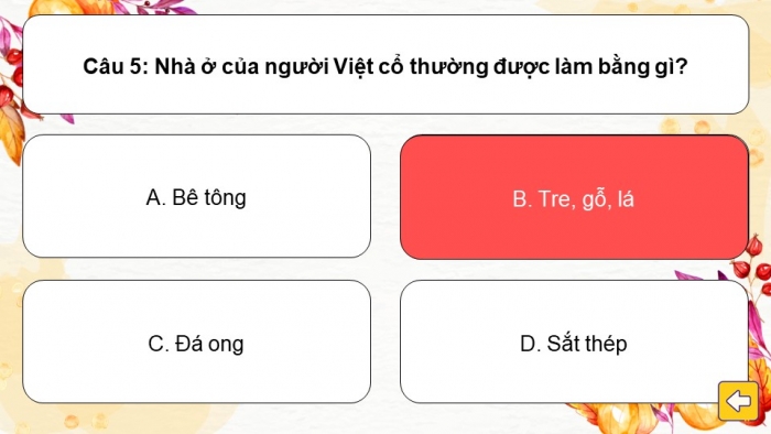 Trò chơi khởi động Lịch sử 6 chân trời Bài 15: Đời sống của người Việt thời kì Văn Lang, Âu Lạc
