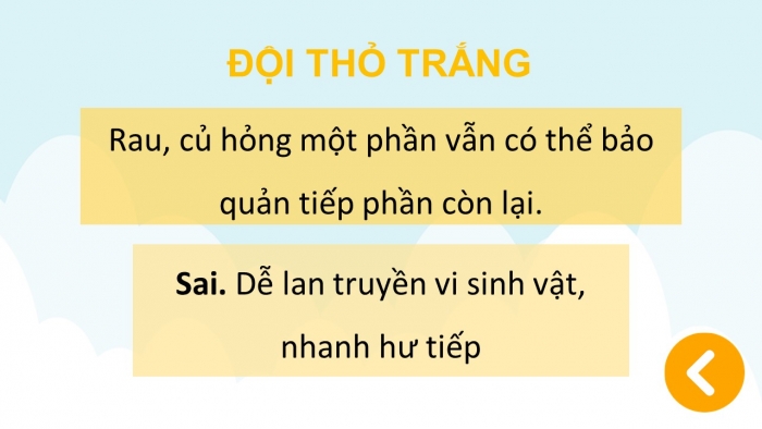 Trò chơi khởi động Công nghệ 6 cánh diều Bài 6: Bảo quản thực phẩm