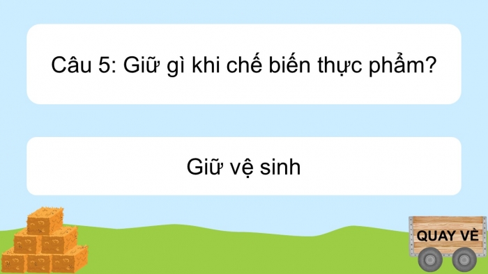 Trò chơi khởi động Công nghệ 6 cánh diều Bài 7: Chế biến thực phẩm