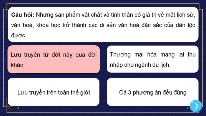 Trò chơi khởi động Công dân 7 kết nối Bài 5: Bảo tồn di sản văn hoá