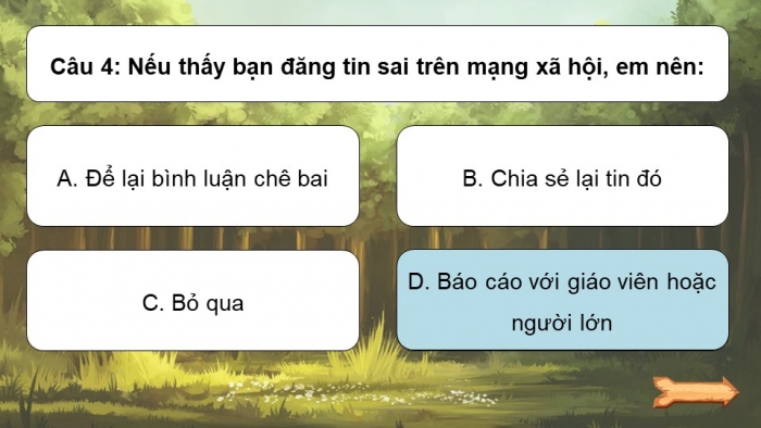 Trò chơi khởi động Tin học 7 kết nối Bài 5: Ứng xử trên mạng