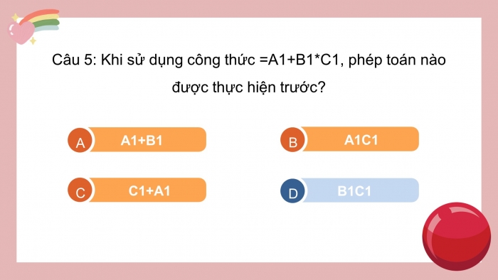 Trò chơi khởi động Tin học 7 kết nối Bài 8: Công cụ hỗ trợ tính toán