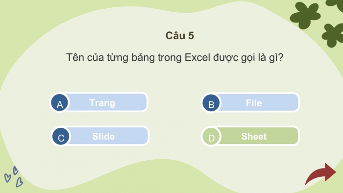 Trò chơi khởi động Tin học 7 kết nối Bài 9: Trình bày bảng tính