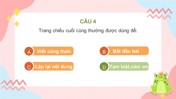 Trò chơi khởi động Tin học 7 kết nối Bài 11: Tạo bài trình chiếu