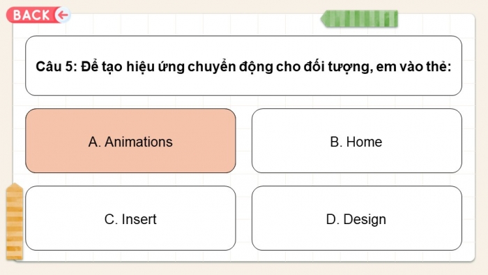 Trò chơi khởi động Tin học 7 kết nối Bài 12: Định dạng đối tượng trên trang chiếu