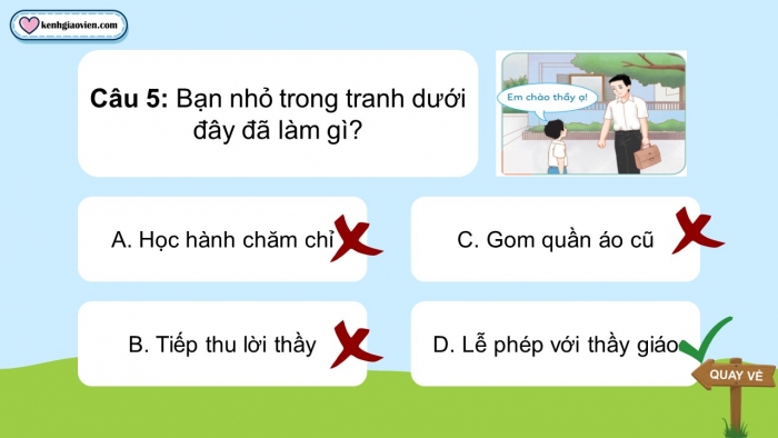 Trò chơi khởi động Đạo đức 2 kết nối Bài 3: Kính trọng thầy giáo, cô giáo