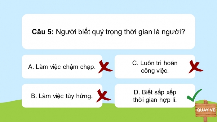 Trò chơi khởi động Đạo đức 2 kết nối Bài 5: Quý trọng thời gian