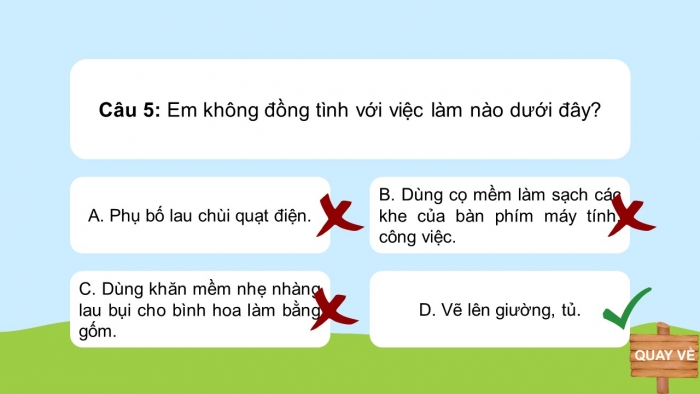 Trò chơi khởi động Đạo đức 2 kết nối Bài 8: Bảo quản đồ dùng gia đình