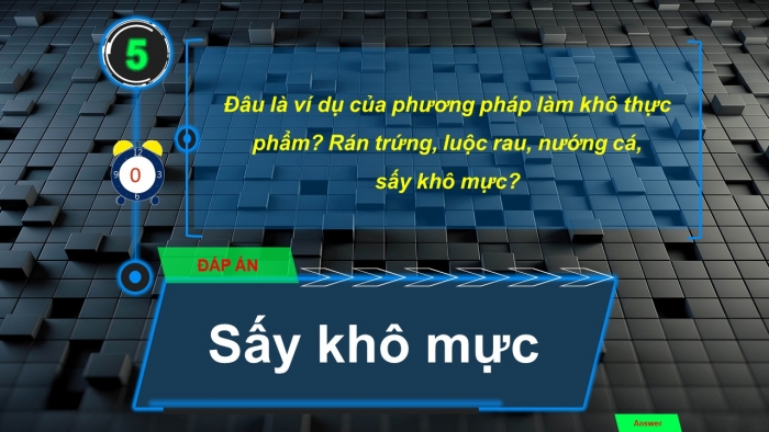 Trò chơi khởi động Công nghệ 6 kết nối Bài 5: Phương pháp bảo quản và chế biến thực phẩm