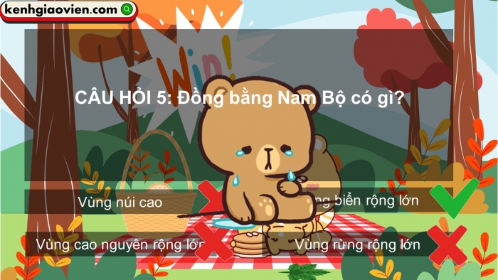 Trò chơi khởi động Lịch sử Địa lí 4 kết nối Bài 24: Thiên nhiên vùng Nam Bộ
