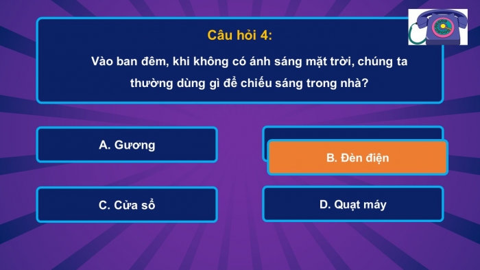 Trò chơi khởi động Công nghệ 6 kết nối Bài 11: Đèn điện
