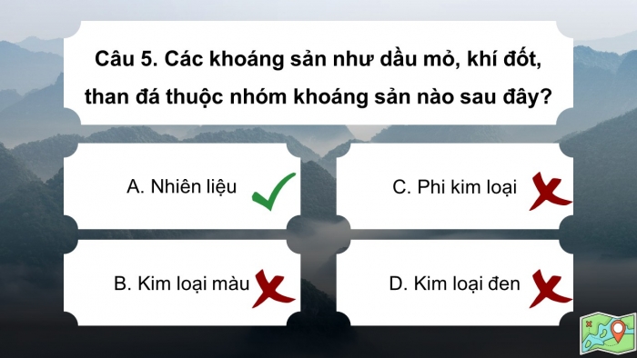 Trò chơi khởi động Địa lí 6 kết nối Bài 13: Các dạng địa hình chính trên Trái Đất. Khoáng sản