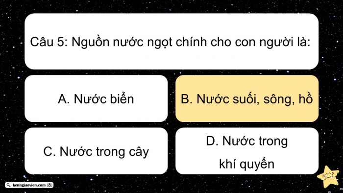 Trò chơi khởi động Địa lí 6 kết nối Bài 19: Thuỷ quyển và vòng tuần hoàn lớn của nước