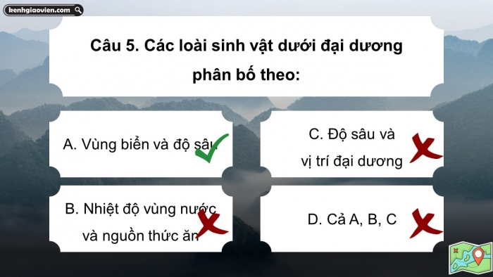 Trò chơi khởi động Địa lí 6 kết nối Bài 23: Sự sống trên Trái Đất