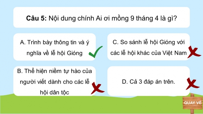 Trò chơi khởi động Ngữ văn 6 kết nối Bài 6: Ai ơi mồng 9 tháng 4